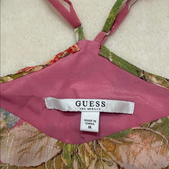 Guess Pink and Green Floral Cold-Shoulder Blouse - Picture 2 of 4
